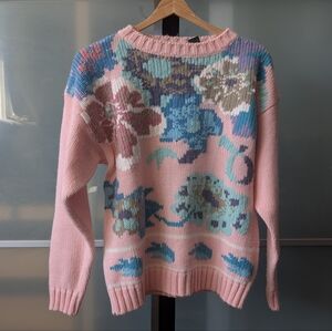 📼 Vintage Coco Loco Floral Pink Sweater - Size Medium